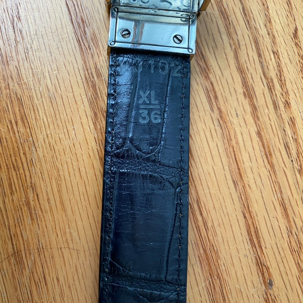 Brighton Black/Tan Reversible Croc Embossed 1” Leather Belt SZ XL - Picture 3 of 7